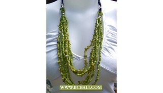 Green Layered Beaded Necklaces Fashion
